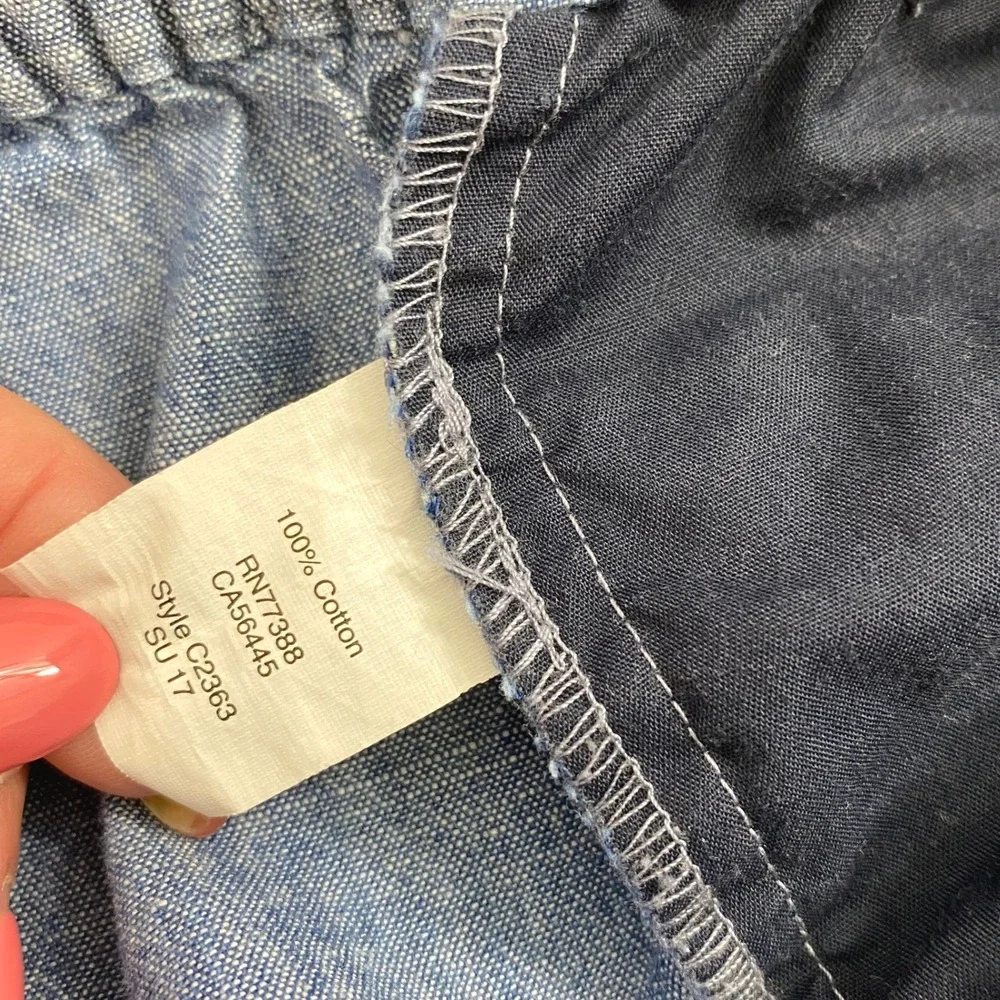 J.Crew Pants Women 10‎ Blue Chambray Drawstring Cuffed Tapered Coastal Nautical